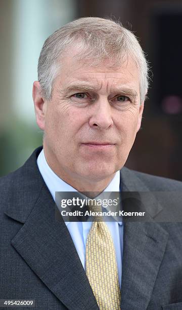 Prince Andrew, Duke of York, is pictured during his visit to Volkswagen car plant on June 03, 2014 in Wolfsburg, Germany. The Prince is participating...