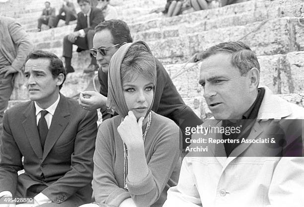 Italian film producer Dino De Laurentiis, Italian actor Vittorio Gassman, American director Richard Fleischer and Danish actress Annette Stroyberg at...