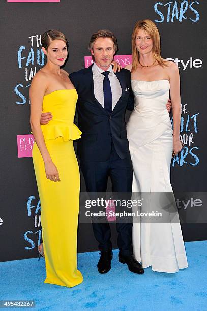 Shailene Woodley, Sam Trammell and Laura Dern attend "The Fault in Our Stars" premiere at the Ziegfeld Theater on June 2, 2014 in New York City.