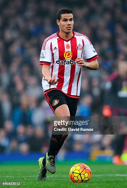 Jack Rodwell of Sunderland runs with the ball during the Barclays Premier League match between Everton and Sunderland at Goodison Park on November 1,...