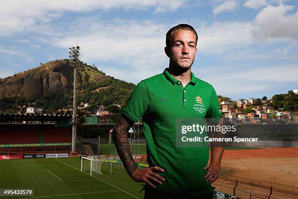 Adam Taggart of the Socceroos poses following an Australian Socceroos press conference discussing the 23-man squad for the FIFA 2014 World Cup Brazil...