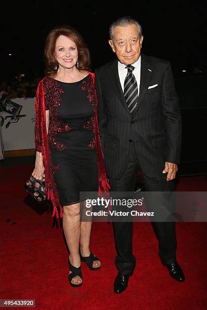 Miguel Aleman Velasco and his wife Christianne Magnani attend the "Spectre" Mexico City premiere at Auditorio Nacional on November 2, 2015 in Mexico...