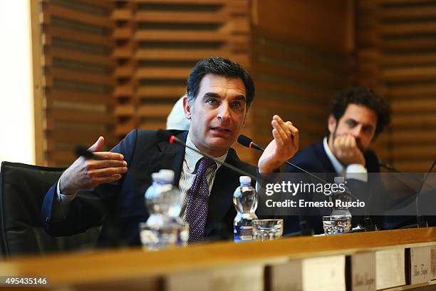 Tiberio Timperi attends the 'Insieme Contro La Violenza' Convention at Scuola di Perfezionamento per le Forze di Polizia on October 30, 2015 in Rome,...