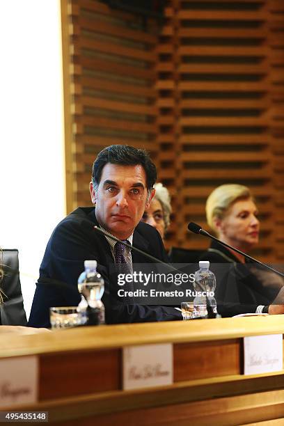 Tiberio Timperi attends the 'Insieme Contro La Violenza' Convention at Scuola di Perfezionamento per le Forze di Polizia on October 30, 2015 in Rome,...