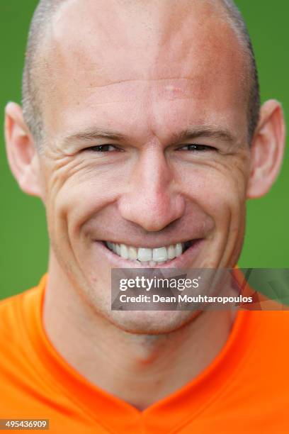 Arjen Robben of the Netherlands poses prior to the Netherlands training session held at the AFAS Stadion on June 3, 2014 in Alkmaar, Netherlands.
