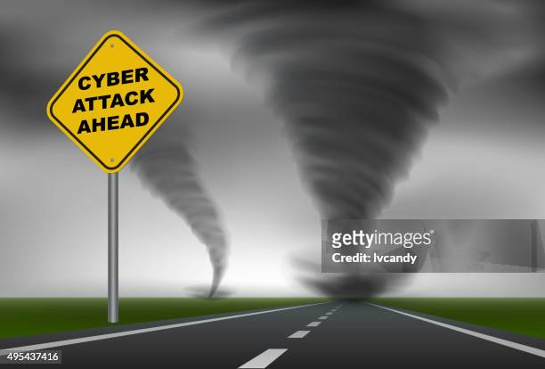 cyber attack warning - horizon over water stock illustrations