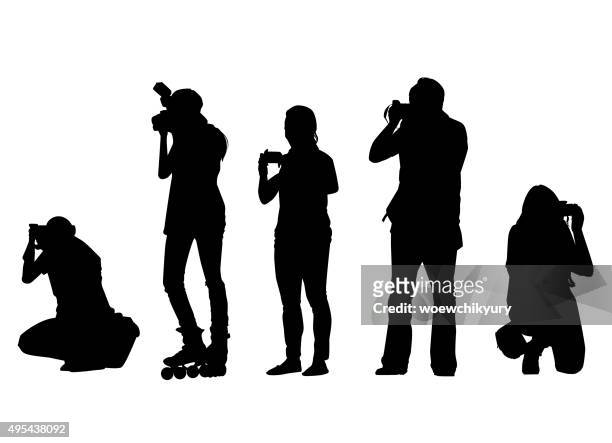 people silhouettes vector - paparazzi illustration stock illustrations