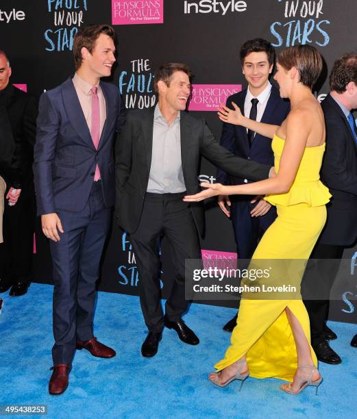 Actors Ansel Elgort, Willem Dafoe, Nat Wolff, and Shailene Woodley attend "The Fault In Our Stars" premiere at Ziegfeld Theater on June 2, 2014 in...