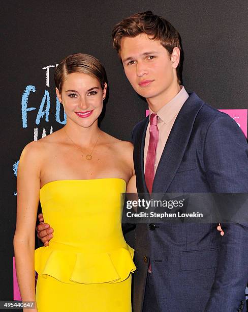 Actors Shailene Woodley and Ansel Elgort attend "The Fault In Our Stars" premiere at Ziegfeld Theater on June 2, 2014 in New York City.