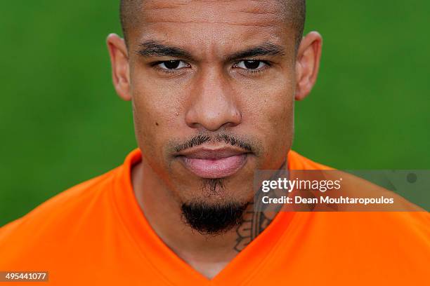 Nigel De Jong of the Netherlands poses prior to the Netherlands training session held at the AFAS Stadion on June 3, 2014 in Alkmaar, Netherlands.