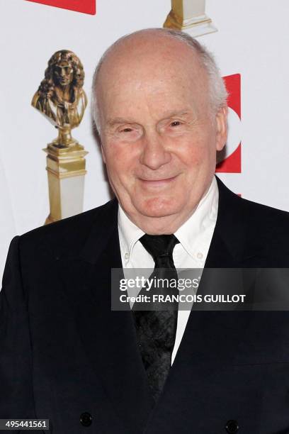 French actor Michel Bouquet poses as he arrives to attend the 26th Molieres theatre award ceremony on June 2, 2014 at the Folies Bergere theater in...