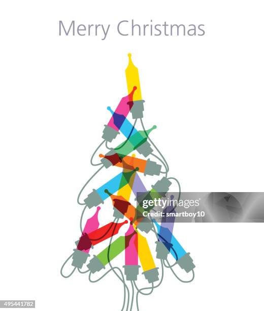 christmas tree lights greeting - string lights transparent stock illustrations