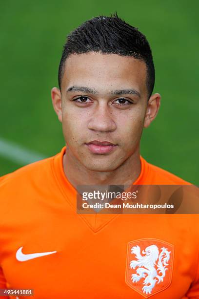 Memphis Depay of the Netherlands poses prior to the Netherlands training session held at the AFAS Stadion on June 3, 2014 in Alkmaar, Netherlands.