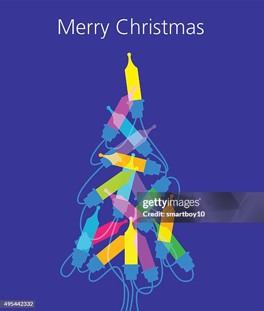 christmas tree lights greeting - string lights transparent stock illustrations