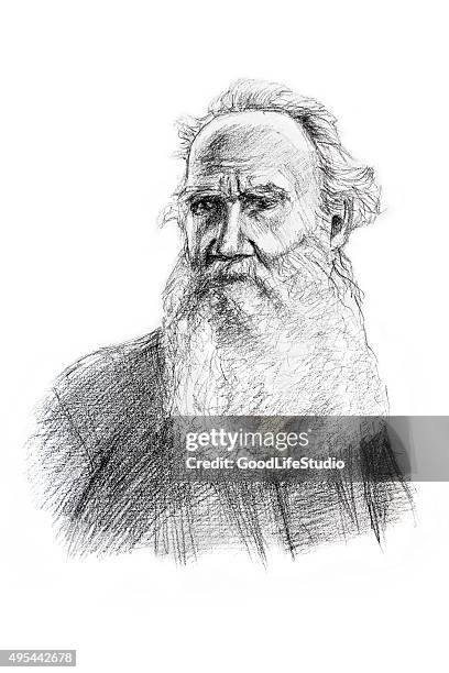 portrait of leo tolstoy - leo tolstoy stock illustrations