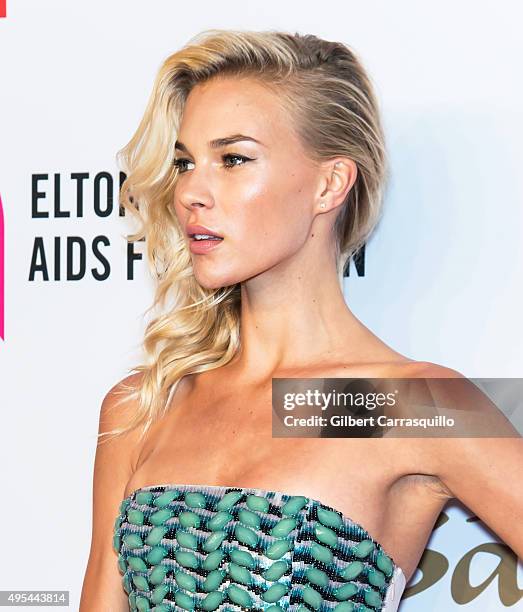 Model Britt Maren attends Elton John AIDS Foundation's 14th Annual An Enduring Vision Benefit at Cipriani Wall Street on November 2, 2015 in New York...