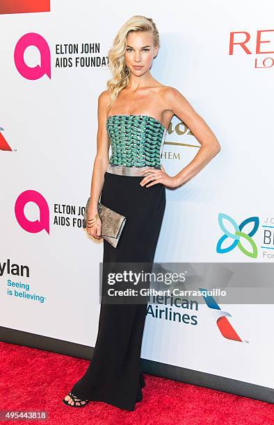 Model Britt Maren attends Elton John AIDS Foundation's 14th Annual An Enduring Vision Benefit at Cipriani Wall Street on November 2, 2015 in New York...