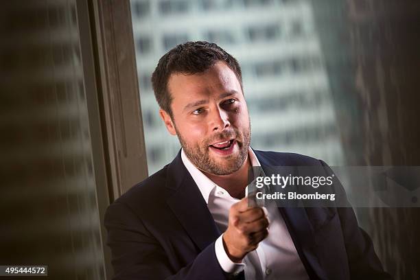 Zach Coopersmith, partner at Leading Ridge Capital Partners LLC, gestures during an interview in New York, U.S., on Tuesday, September 1, 2015....