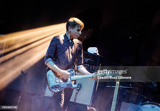 Alex Kapranos of Franz Ferdinand performs at the Save the Children's Child Refugee Crisis Appeal charity concert at the Clyde Auditorium at Clyde...