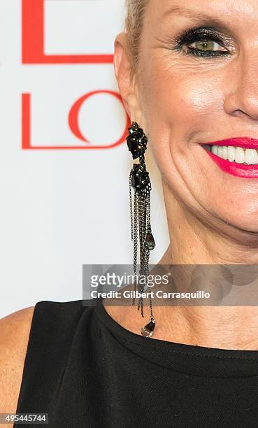 Global Brand President of M.A.C Cosmetics Karen Buglisi, jewelry detail, attends Elton John AIDS Foundation's 14th Annual An Enduring Vision Benefit...