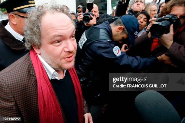 French author Mathias Enard arrives at the Drouant restaurant in Paris after he was awarded with France's top literary prize, the Prix Goncourt for...