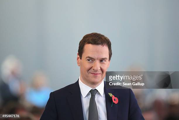 British Chancellor of the Exchequer George Osborne attends the "Day of German Indsutry" annual gathering on November 3, 2015 in Berlin, Germany....