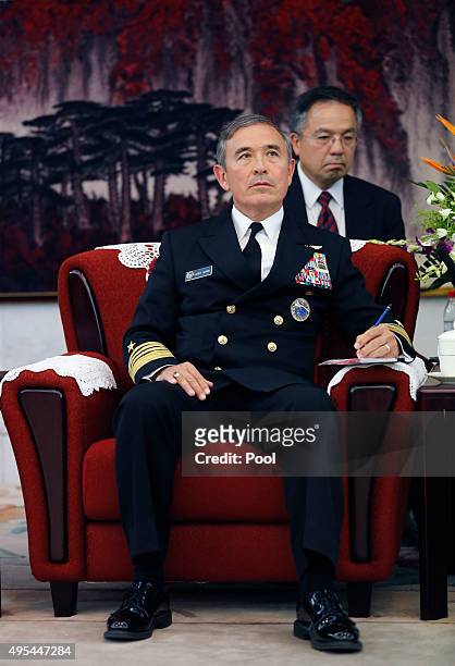 Adm. Harry B. Harris, Jr., U.S. Navy Commander, U.S. Pacific Command looks during a meeting with Fan Changlong, vice-chairman of China's Central...