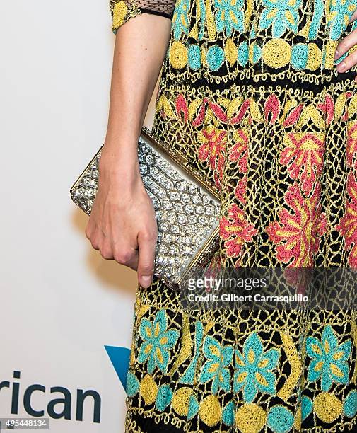 Model Katrin Thormann, handbag detail, attends Elton John AIDS Foundation's 14th Annual An Enduring Vision Benefit at Cipriani Wall Street on...