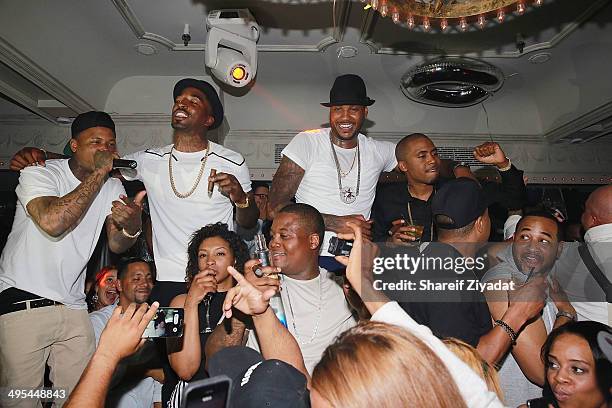 Yg, JR Smith, Carmelo Anthony and Nas attend Carmelo Anthony's 30th Birthday Party at Up & Down on June 2, 2014 in New York City.