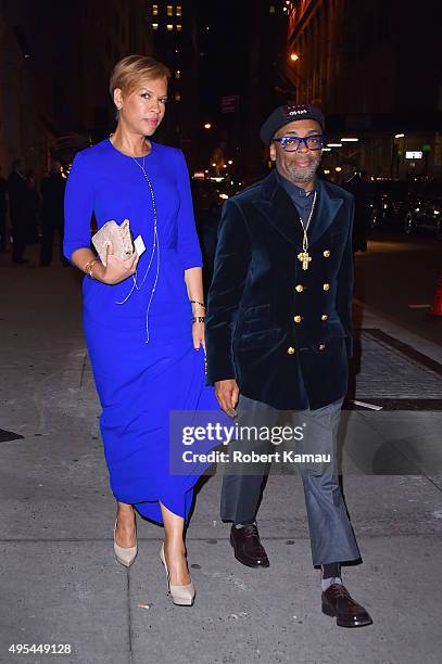 Spike Lee and his wife Tonya Lee attends the Elton John AIDS Foundation's 14th Annual An Enduring Vision Benefit at Cipriani Wall Street on November...