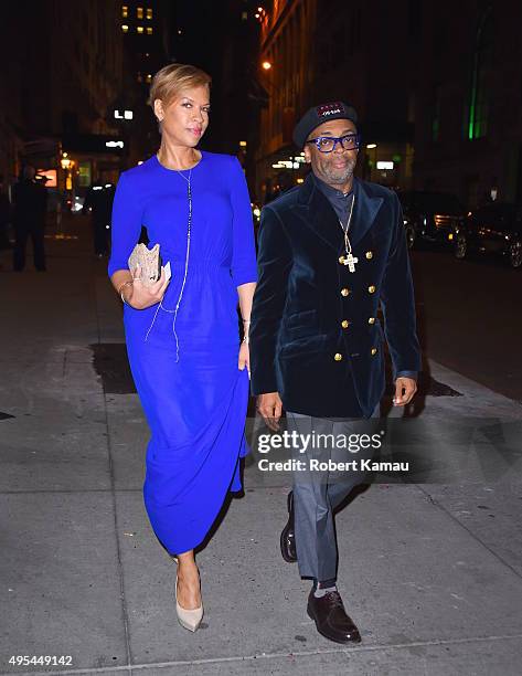 Spike Lee and his wife Tonya Lee attends the Elton John AIDS Foundation's 14th Annual An Enduring Vision Benefit at Cipriani Wall Street on November...