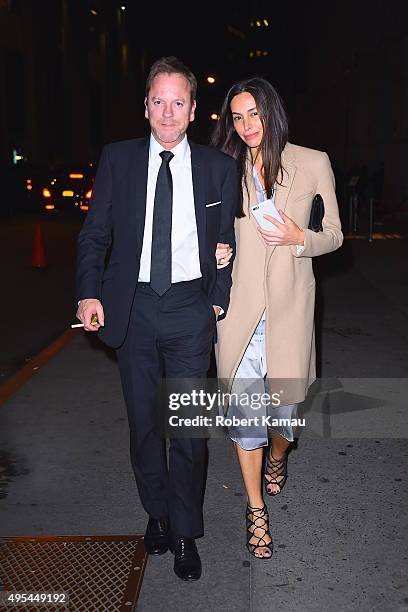 Kiefer Sutherland and girlfriend Siobhan Bonnouvrier attends the Elton John AIDS Foundation's 14th Annual An Enduring Vision Benefit at Cipriani Wall...