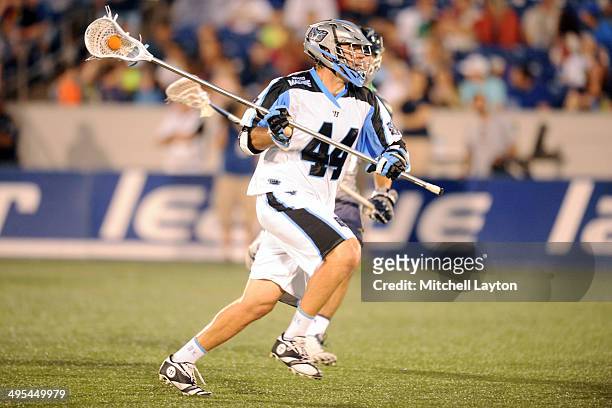 Greg Bice of the Ohio Machine during a MLL lacrosse game against the Chesapeake Bayhawks on May 31, 2014 at Navy-Marine Corps Memorial Stadium in...