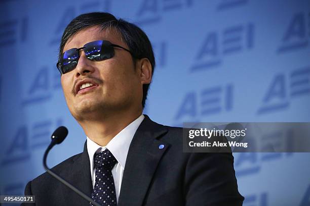 Chen Guangcheng, blind Chinese lawyer, human rights activist and senior fellow in human rights at the Witherspoon Institute, speaks during a...