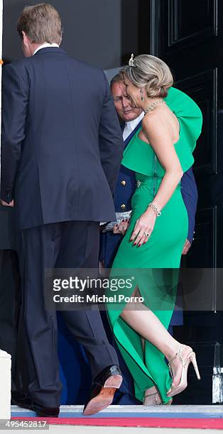 King Willem-Alexander of The Netherlands:Queen Maxima of The Netherlnds arrive at the Loo Palace for dinner on June 3, 2014 in Apeldoorn, Netherlands.