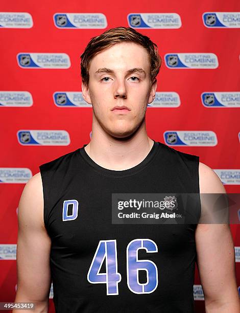 Brycen Martin poses for a head shot prior to testing at the NHL Combine May 29, 2014 at the Westin Bristol in Toronto, Ontario, Canada.