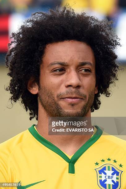 Brazilian player Marcelo before a friendly football match between Panama as preparation for FIFA World Cup Brazil 2014, at Serra Dourada Stadium in...