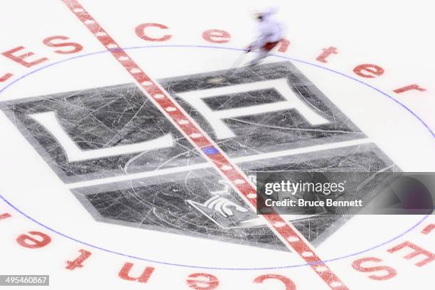 Player of the New York Rangers skates during a practice session ahead of the 2014 NHL Stanley Cup Final at Staples Center on June 3, 2014 in Los...