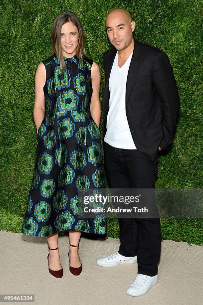 Deisgners Erin Beatty and Max Osterweis of Suno attend the 12th annual CFDA/Vogue Fashion Fund Awards at Spring Studios on November 2, 2015 in New...