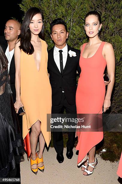 Fei Fei Sun, Prabal Gurung, and Emily DiDonato attend the 12th annual CFDA/Vogue Fashion Fund Awards at Spring Studios on November 2, 2015 in New...