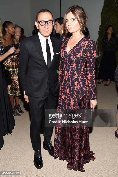 Designer Gilles Mendel and Pamela Berkovic attend the 12th annual CFDA/Vogue Fashion Fund Awards at Spring Studios on November 2, 2015 in New York...