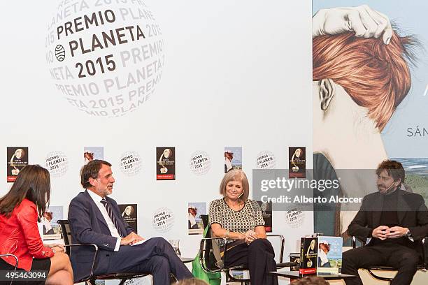 Monica Carrillo, Jose Crehuera, Daniel Sanchez Arevalo and Alicia Gimenez Barlett attend to Planeta Award 2015 Winners Press Conference at Instituto...