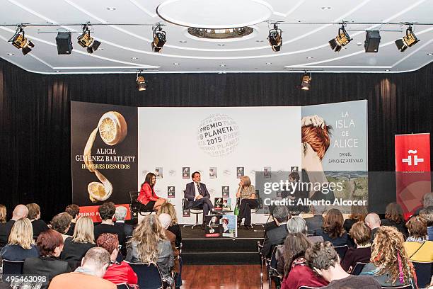 Monica Carrillo, Jose Crehuera, Daniel Sanchez Arevalo and Alicia Gimenez Barlett attend to Planeta Award 2015 Winners Press Conference at Instituto...