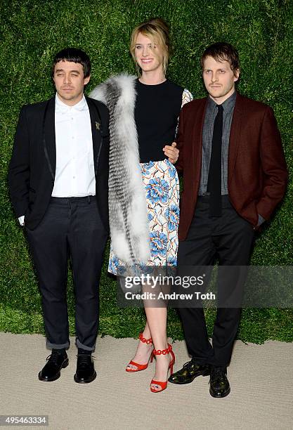 Shane Gabier, Mackenzie Davism, and Chris Peters attend the 12th annual CFDA/Vogue Fashion Fund Awards at Spring Studios on November 2, 2015 in New...