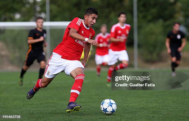 Benfica's forward Marvin Loria in action during the UEFA Youth League match between SL Benfica and Galatasaray AS at Campo 1, Caixa Futebol Campus on...