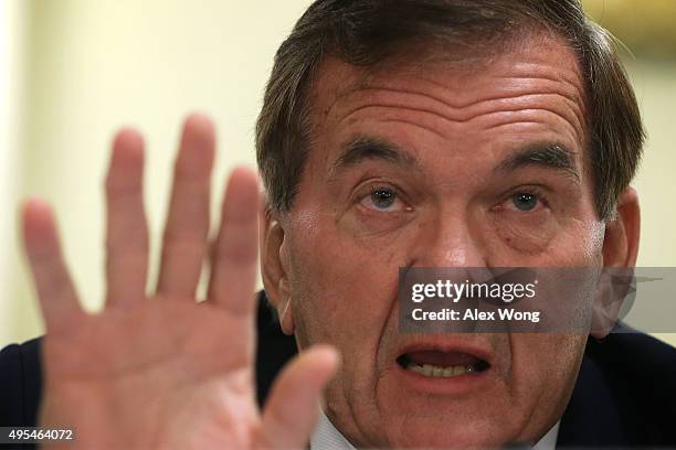 Former governor of Pennsylvania Tom Ridge testifies during a hearing before the House Homeland Security Committee November 3, 2015 on Capitol Hill in...