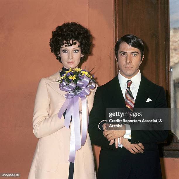 American actor Dustin Hoffman marrying Italian actress Carla Gravina in the film Alfredo, Alfredo. 1972