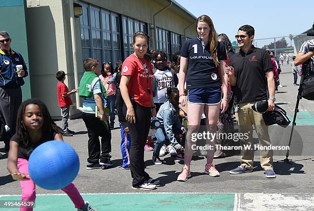 Winner of the Laureus World Sports Award for a female athlete and four-time Olympic gold medalist Missy Franklin standing with Nathaniel Foster ,...