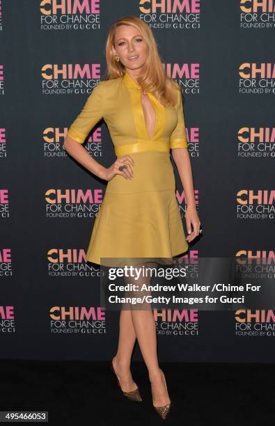 Actress Blake Lively attends the CHIME FOR CHANGE One-Year Anniversary Event hosted by Gucci Creative Director Frida Giannini and T Magazine...