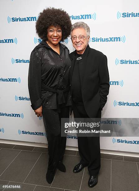 Mary Wilson and Frankie Valli visit at SiriusXM Studios on November 3, 2015 in New York City.